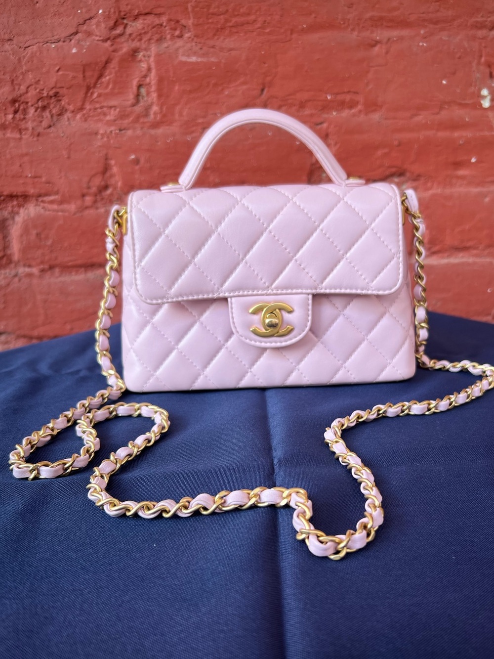 CHANEL Top Handle Flap Pink - Authentic